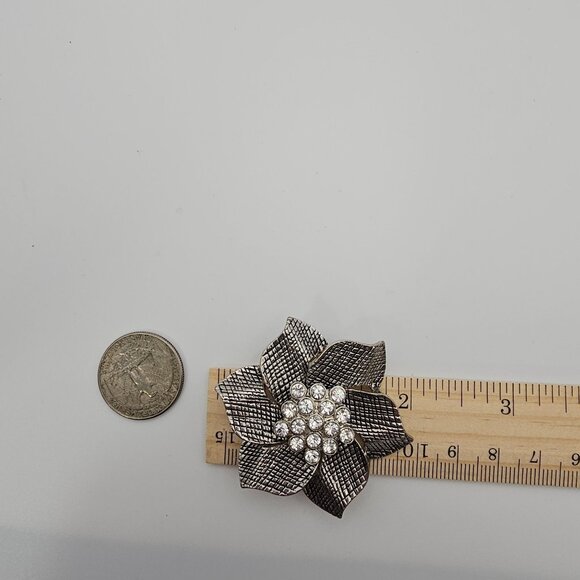 VTG Brooch Premier Designs Silver Tone Floral Rhinestone Classy Elegant‎ 80s Pin - Picture 9 of 10